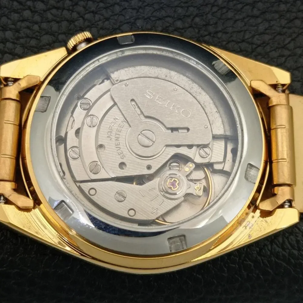 Vintage 1985 Seiko Automatic Mens Gold Watch W/daydate & White accents